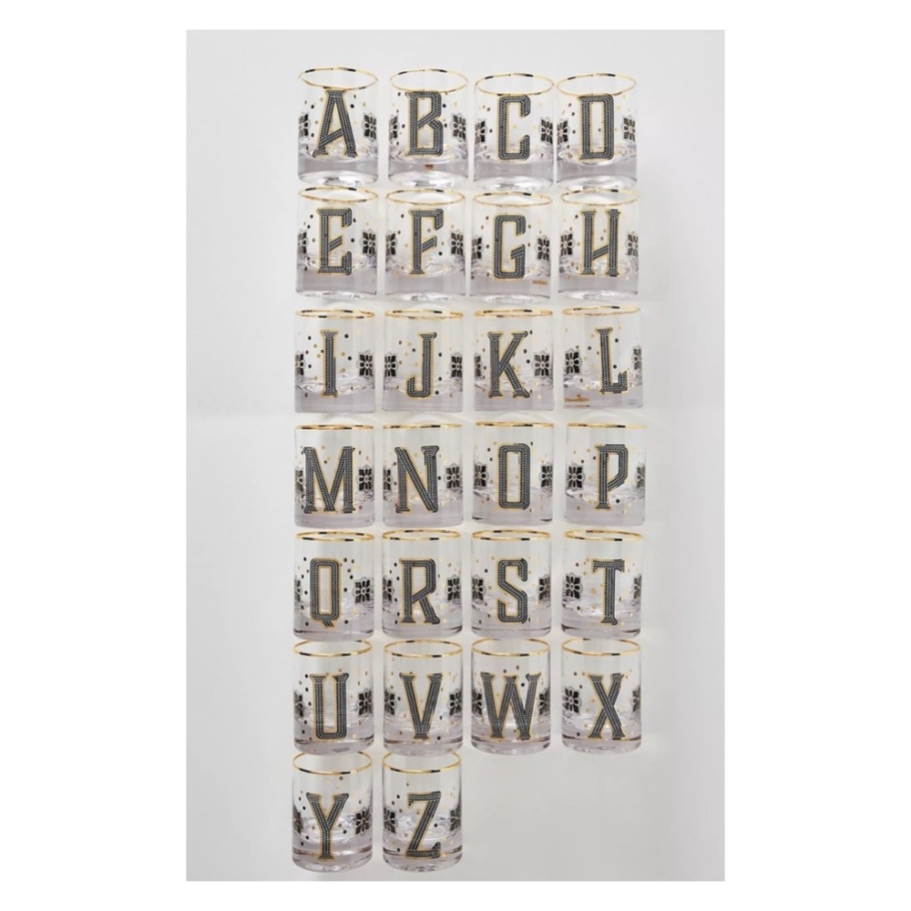 Anthropologie • Six “K” Bistro Tile Glass • Set of 6